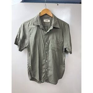 Buck Mason Twill Button Up Shirt Mens Size M Green Short Sleeve Pocket